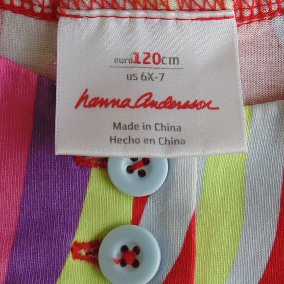 HANNA ANDERSSON Dress, 120/6x-7, Colorful Psychedelic Print, Shift, Short slvs - Picture 8 of 10